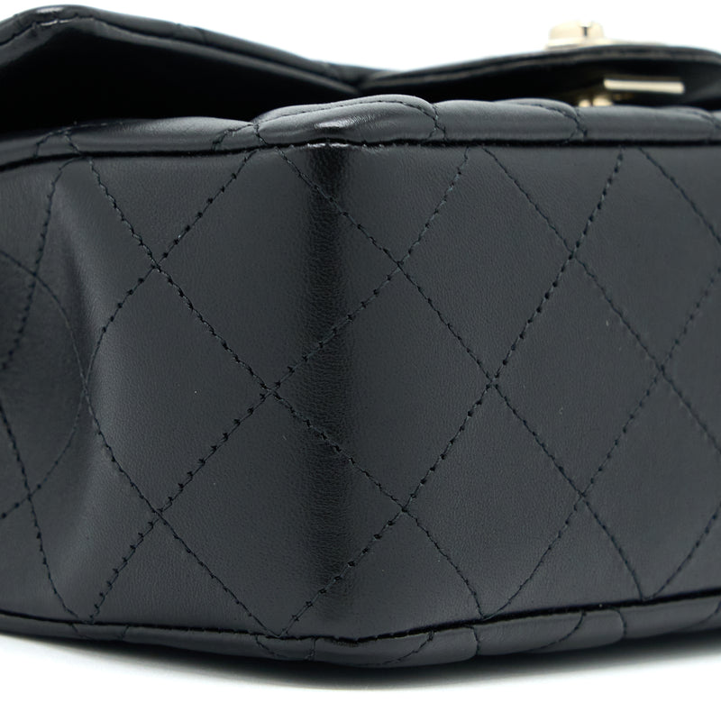 Chanel Mini Rectangular Flap Bag Lambskin Black LGHW (Microchip)