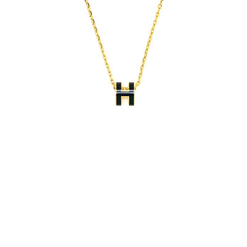Hermes Mini Pop H Pendant Black RGHW