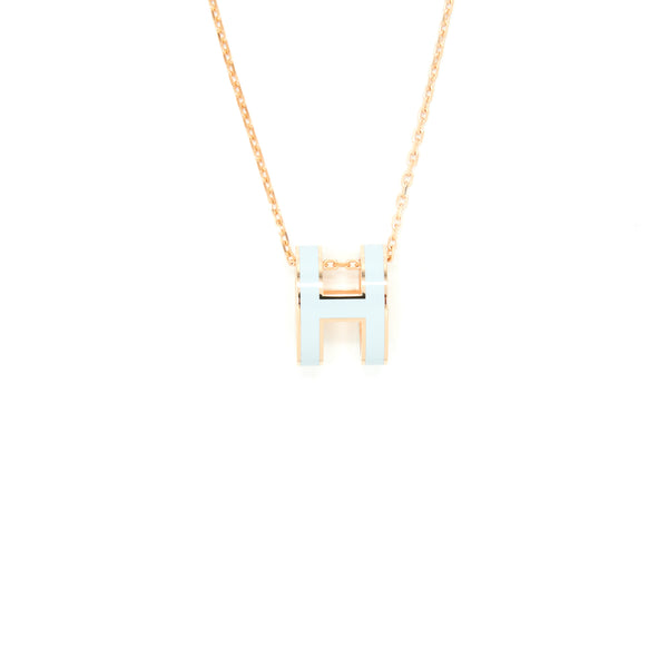 Hermes Pop H Pendant Blue Zephyr RGHW