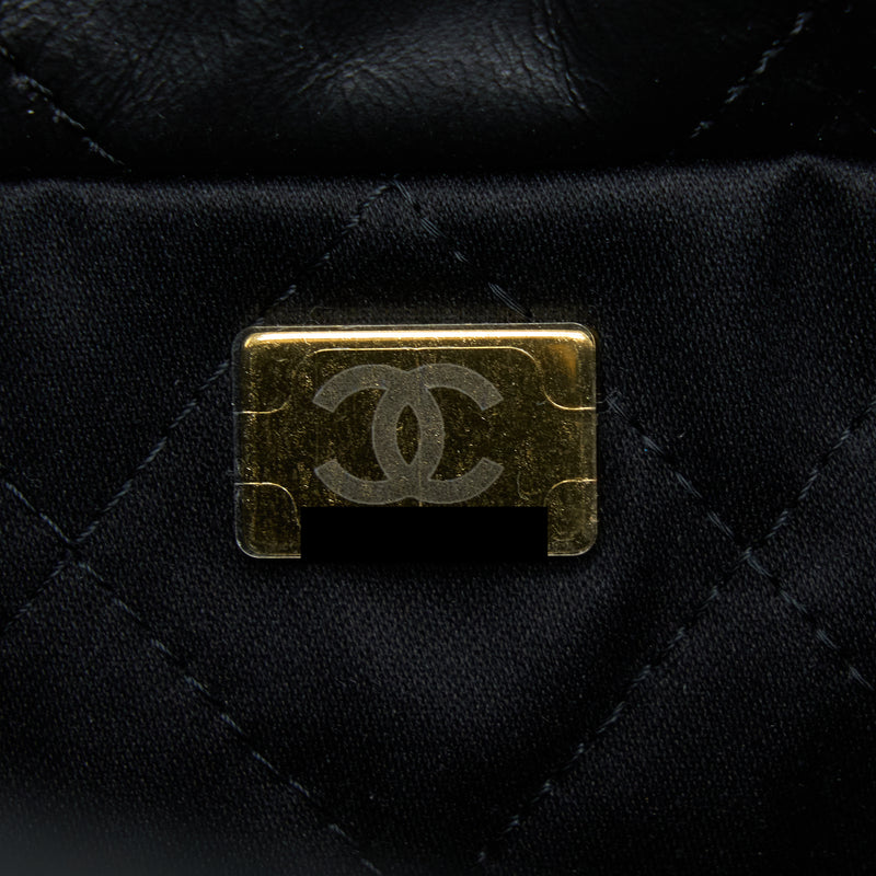 Chanel Small 22 Bag white letter Shiny Calfskin GHW (Microchip)