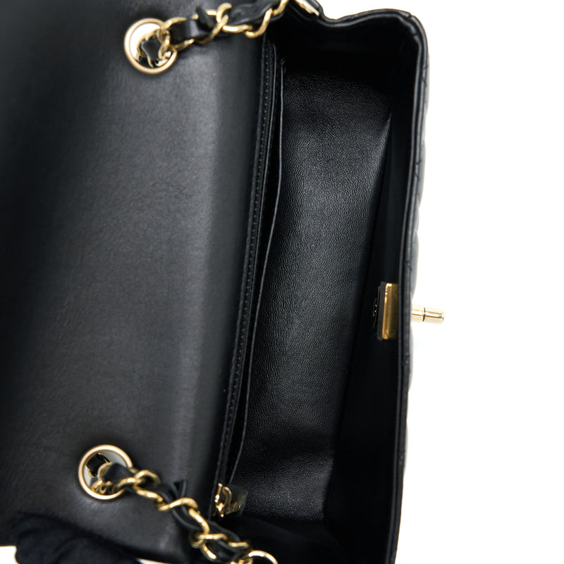 Chanel Mini Rectangular Flap Bag Lambskin Black LGHW (Microchip)