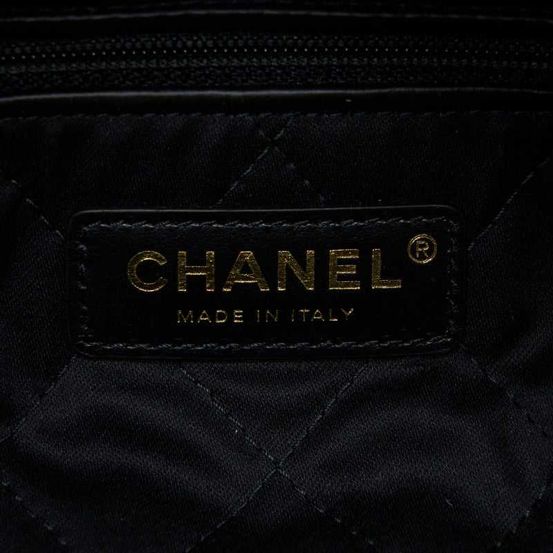 Chanel Small 22 Bag white letter Shiny Calfskin GHW (Microchip)