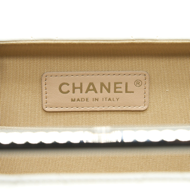 Chanel Quilted Clutch Lambskin White SHW