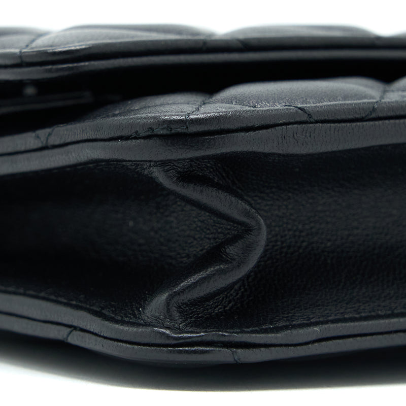 Chanel Pearl Crush Wallet On Chain Lambskin Black Brushed GHW (Microchip)