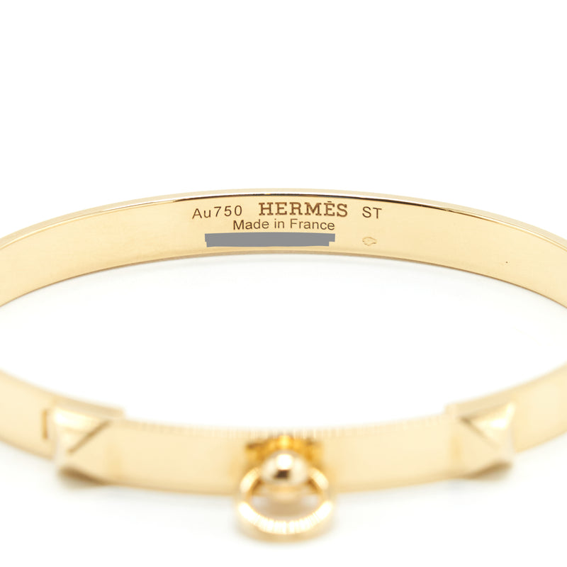 Hermes Size ST Collier De Chien Bracelet Small Model Gold Tone