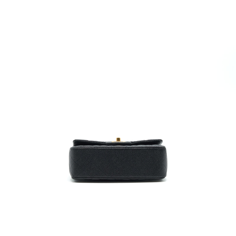 Chanel Rectangular Mini Top Handle Flap Bag granied calfskin black GHW