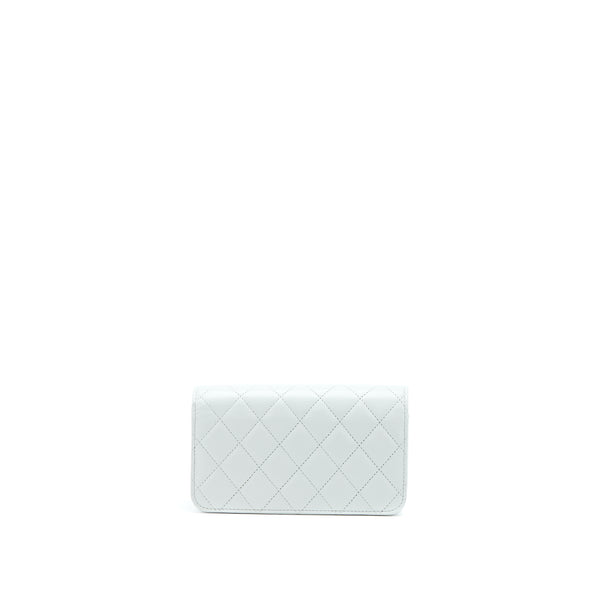Chanel 23C Pearl Crush Mini Flap Bag Lambskin Light Grey Brushed GHW (Microchip)