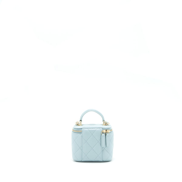 Chanel 22P Top Handle Mini Vanity With Chain Lambskin NG752 Light Blue LGHW