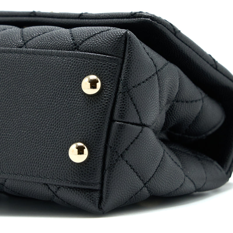 Chanel Mini Coco Handle Caviar Black/Burgundy Handle LGHW