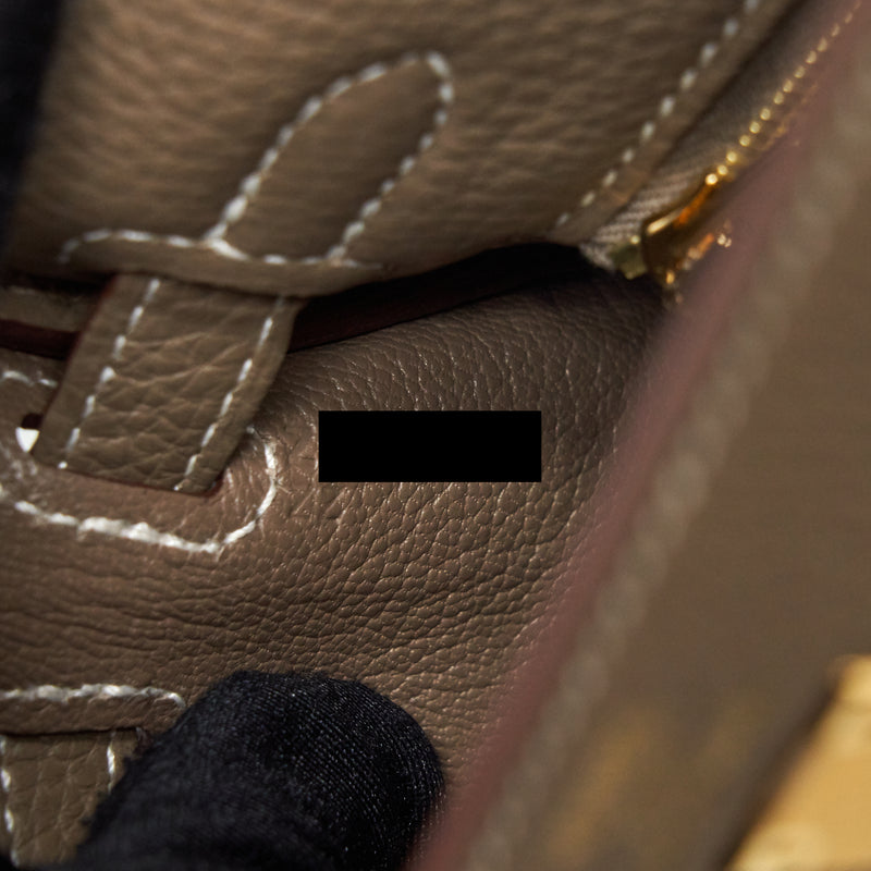 Hermes Kelly 25 Togo Etoupe GHW stamp Z