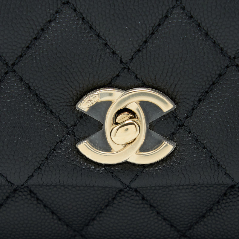 Chanel Mini Coco Handle Caviar Black/Burgundy Handle LGHW