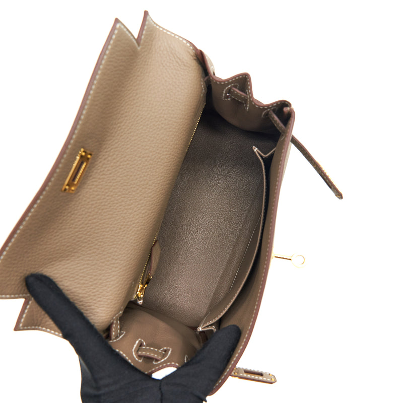 Hermes Kelly 25 Togo Etoupe GHW stamp Z