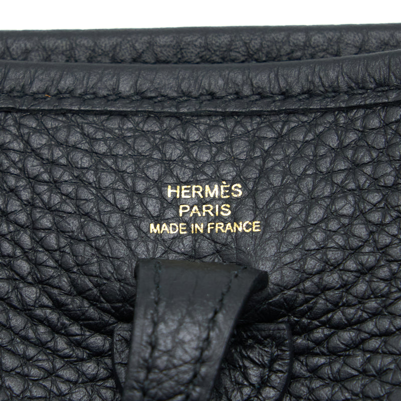 Hermes Mini Evelyne Clemence Black GHW Stamp U