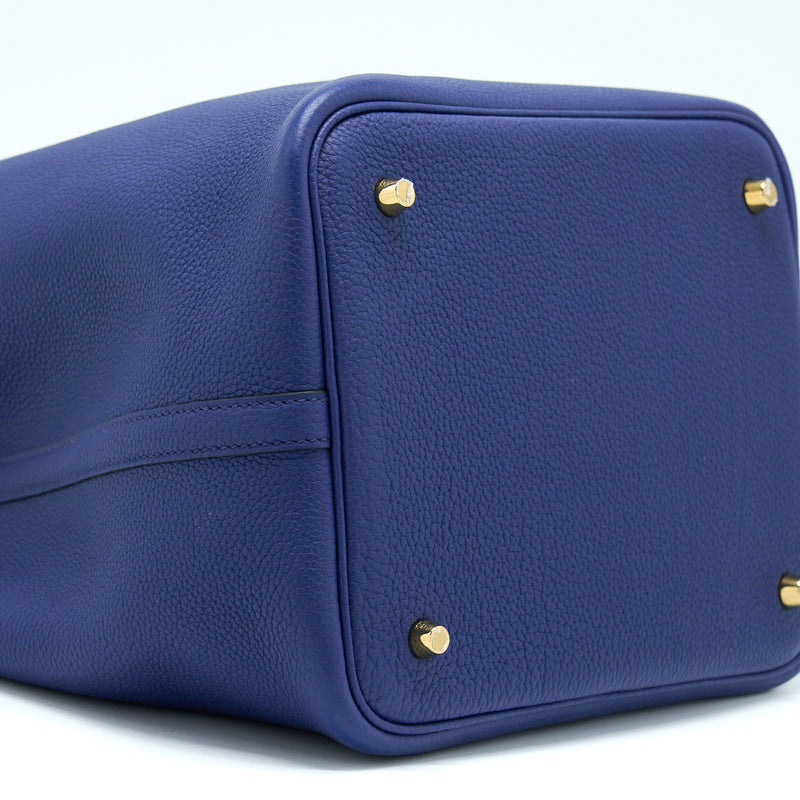 Hermes Picotin 22 Lock Bag Taurillon Maurice Blue Saphir GHW Stamp Z