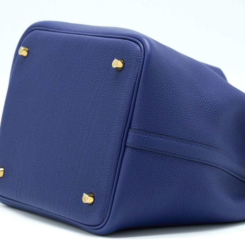 Hermes Picotin 22 Lock Bag Taurillon Maurice Blue Saphir GHW Stamp Z