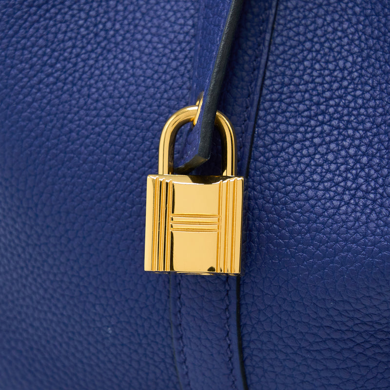 Hermes Picotin 22 Lock Bag Taurillon Maurice Blue Saphir GHW Stamp Z