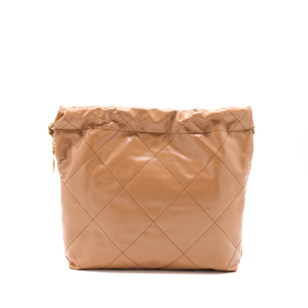 Chanel Small 22 Bag Shiny Calfskin Caramel GHW (Microchip)