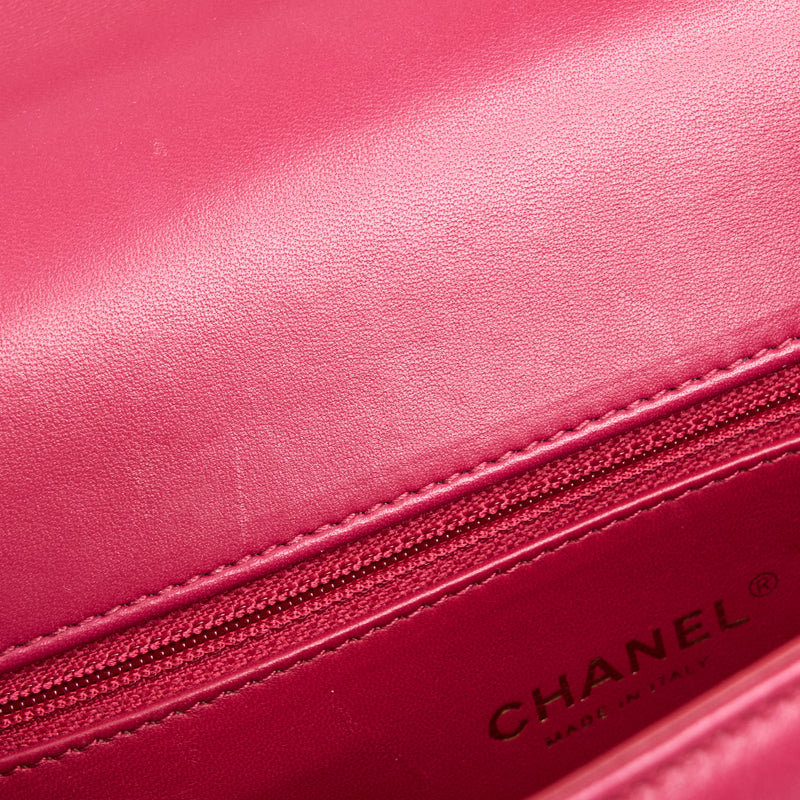 Chanel Top Handle Flap Bag Crossbody Lambskin Pink GHW