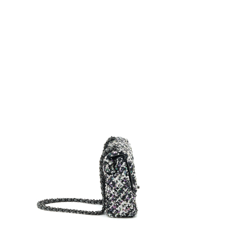 Chanel Mini Rectangular Flap Bag Sequins Multicolor Black Hardware