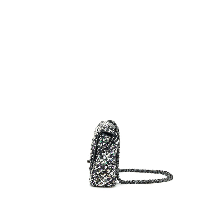 Chanel Mini Rectangular Flap Bag Sequins Multicolor Black Hardware