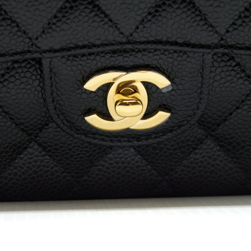 Chanel 22c caviar small classic double flap bag black GHW