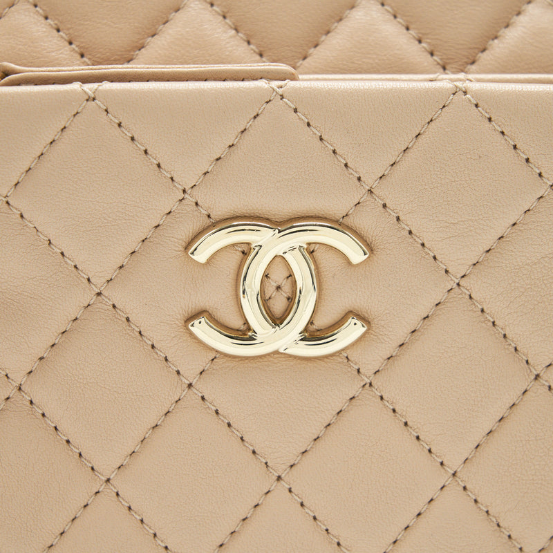 Chanel Quilted Chain Shoulder Bag/ Crossbody Bag beige LGHW