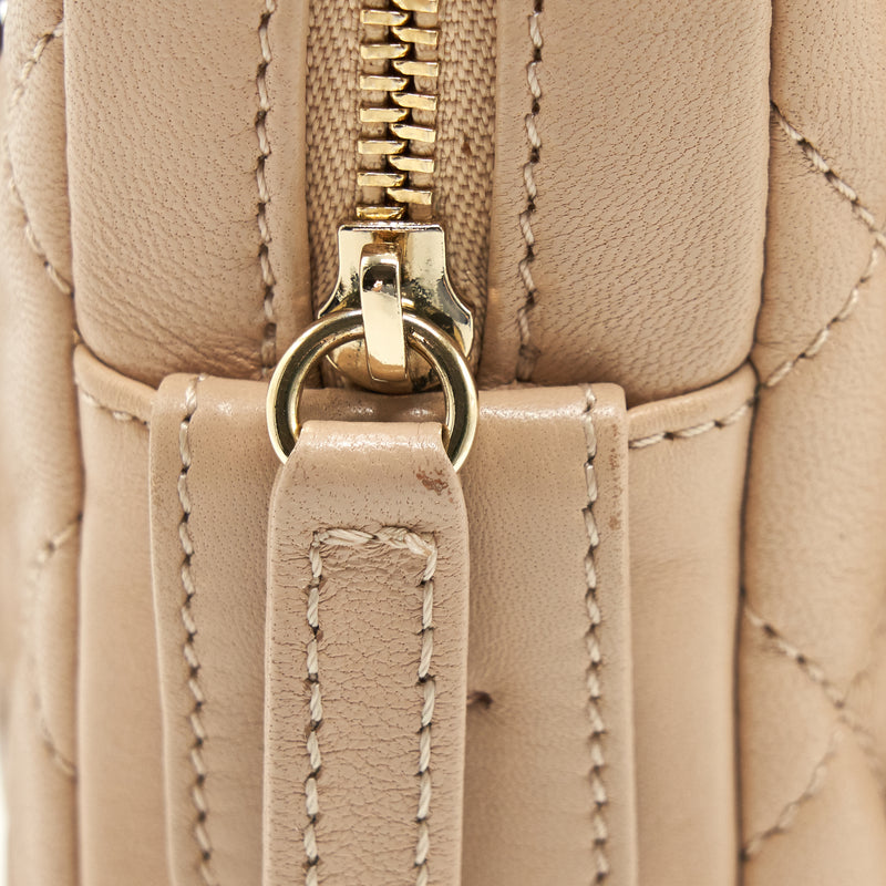 Chanel Quilted Chain Shoulder Bag/ Crossbody Bag beige LGHW