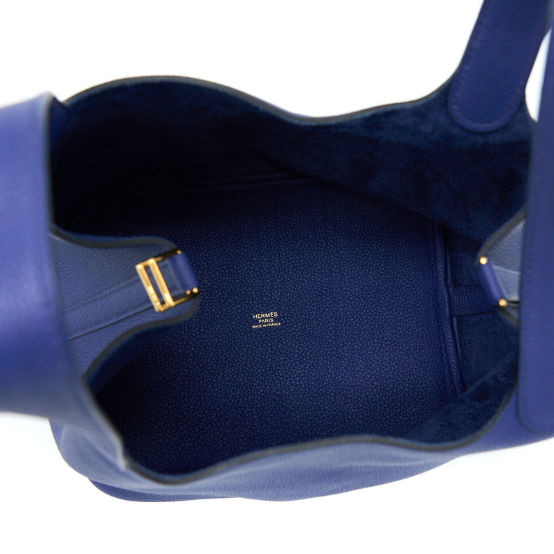 Hermes Picotin 22 Lock Bag Taurillon Maurice Blue Saphir GHW Stamp Z