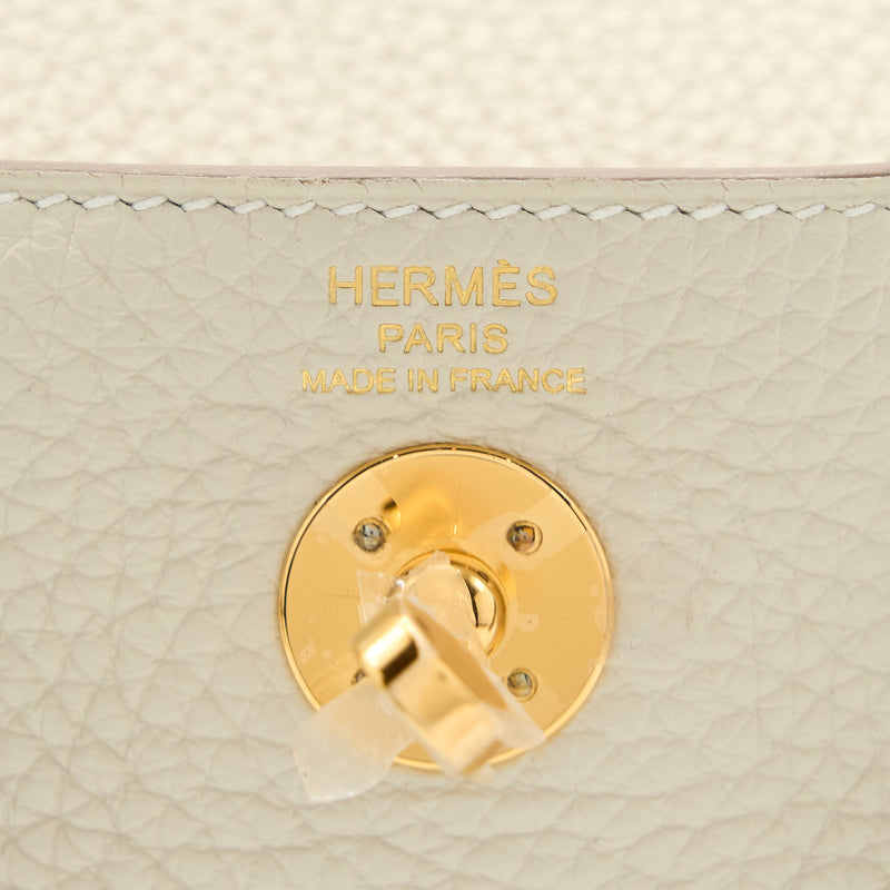 Hermes Mini Lindy Clemence Craie GHW Stamp Z