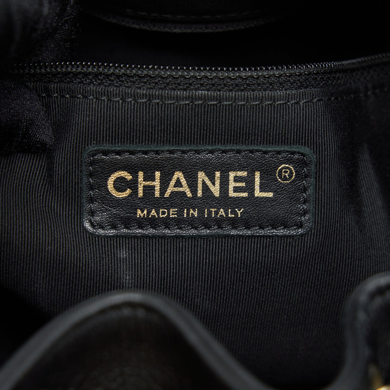 Chanel Chevron Bucket Bag Grained Calfskin Black GHW