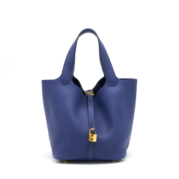 Hermes Picotin 22 Lock Bag Taurillon Maurice Blue Saphir GHW Stamp Z
