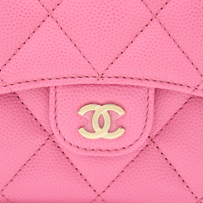 Chanel Mini Flap Card Holder Caviar Pink LGHW