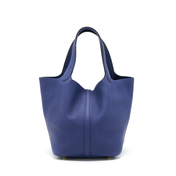 Hermes Picotin 22 Lock Bag Taurillon Maurice Blue Saphir GHW Stamp Z
