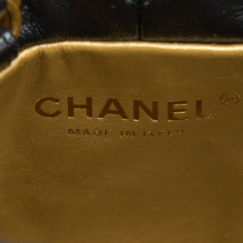 Chanel 22S Pearl Crush Bucket Bag Lambskin Black Brushed GHW (Microchip)