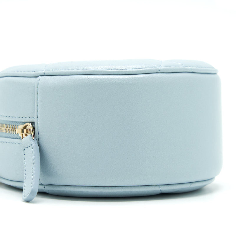 Chanel 19 Round Clutch With Chain Lambskin Light Blue