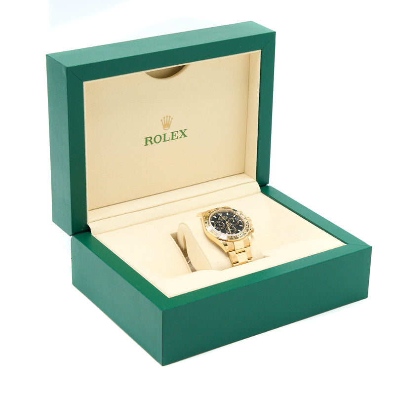 Rolex Oyster Perpetual Cosmograph Daytona 40mm Yellow Gold Black Dial Oyster Bracelet Model 116508-0004