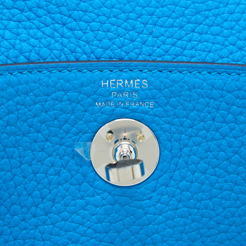 Hermes Mini Lindy Clemence Blue SHW Stamp Z