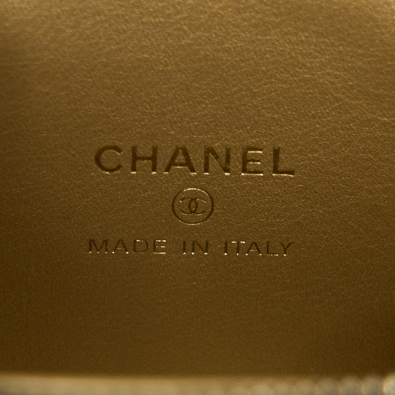 Chanel 22B Pearl Crush Mini Vanity With Chain Lambskin Black GHW