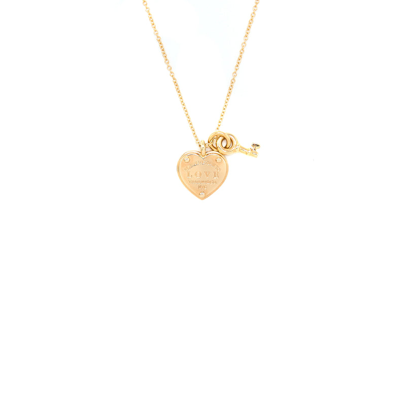 Tiffany Love Heart Tag Key Pendant Rose Gold