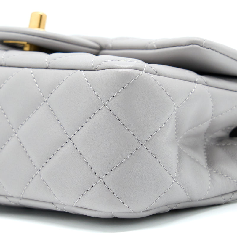 Chanel Pearl Crush Mini Rectangular Lambskin Grey Brushed GHW (Microchip)