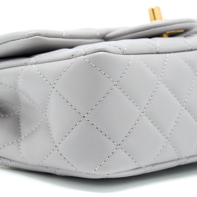 Chanel Pearl Crush Mini Rectangular Lambskin Grey Brushed GHW (Microchip)