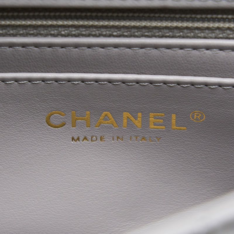 Chanel Pearl Crush Mini Rectangular Lambskin Grey Brushed GHW (Microchip)