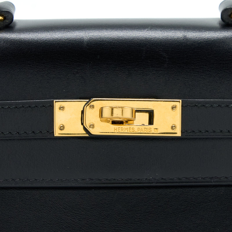 Hermes Vintage Kelly 20 Box Black GHW Stamp Circle V