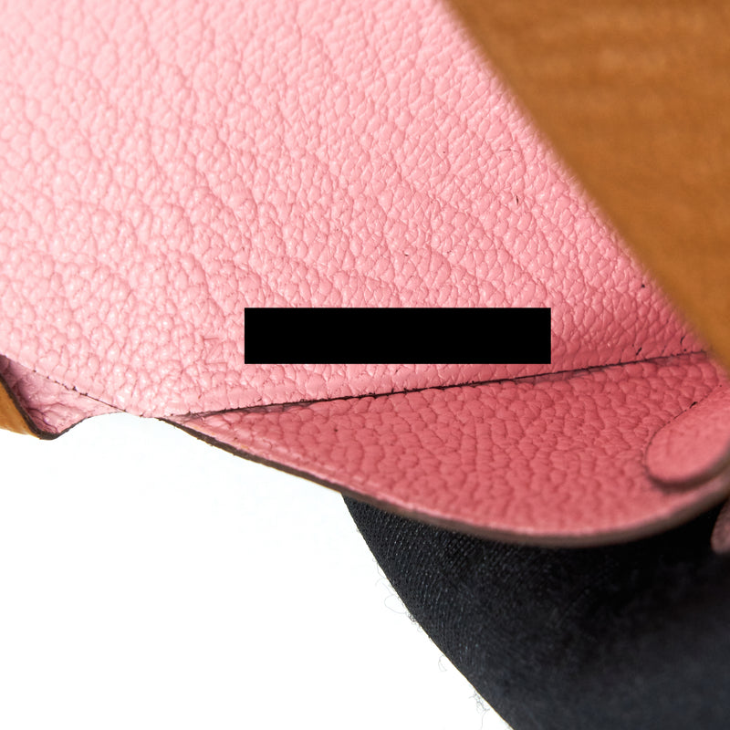 Hermes Calvi Duo Card Holder Caramel/ Rose Sakura Chevre Mysore Leather