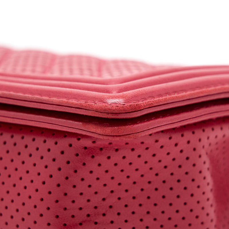 Chanel Medium Boy Bag Lambskin Red SHW