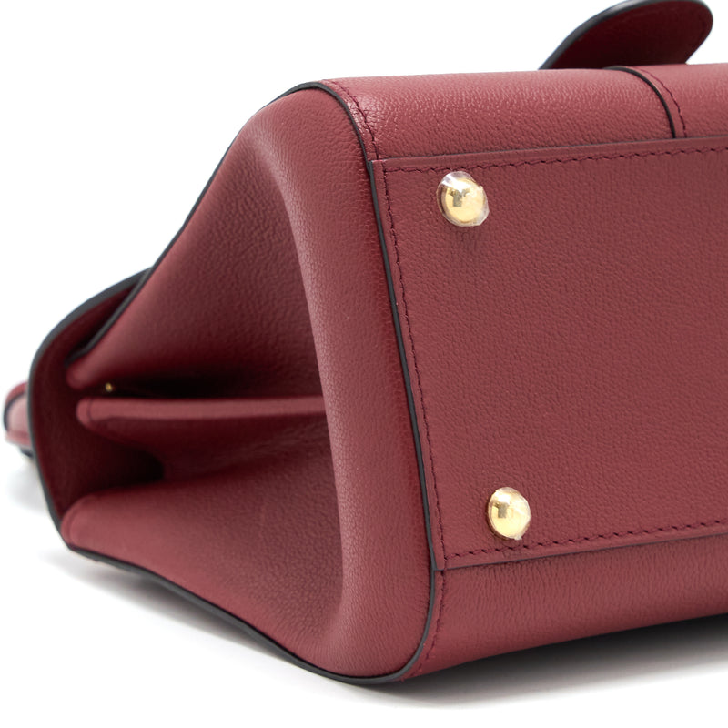 Delvaux Mini Brilliant Bag Grained Calfskin Burgundy GHW