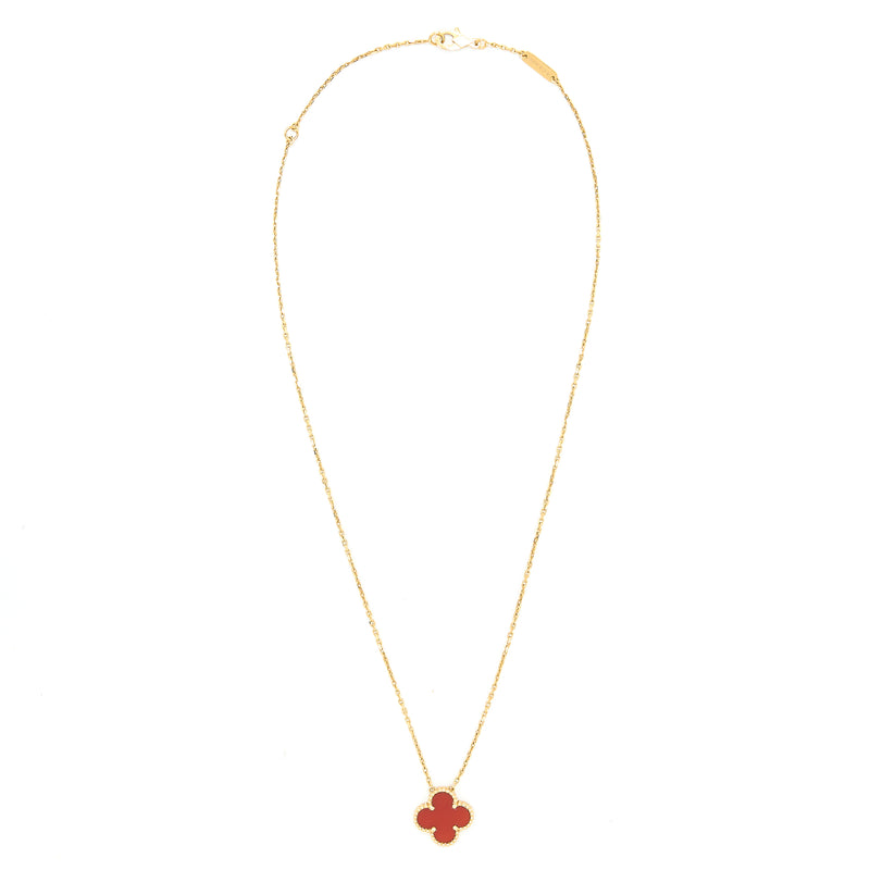 Van Cleef & Arpels Vintage Alhambra Pendant Carnellian Yellow gold