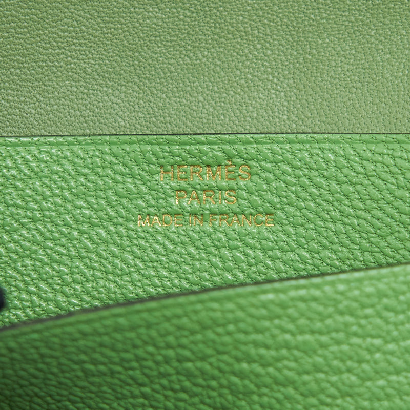 Hermes Bearn Card Holder Vert Criquet GHW Stamp Y