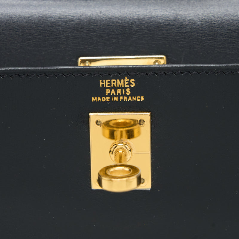 Hermes Vintage Kelly 20 Box Black GHW Stamp Circle V