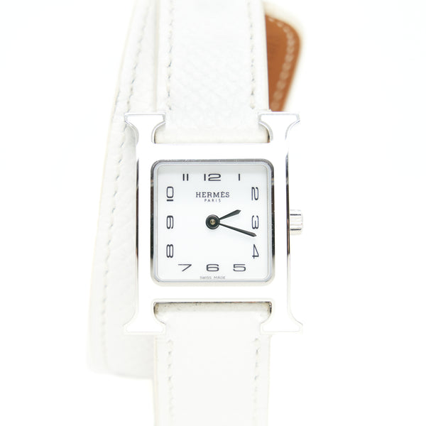 Hermes Heure H PM Watch White Enamel with Long strap